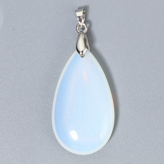 Picture of 1 Piece Opal ( Natural ) Charms White Drop 4.5cm x 2cm