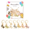 Image de 1 Set ( 7 PCs/Set) Zinc Based Alloy & Acrylic Insect Knitting Stitch Markers Dragonfly Animal Gold Plated Multicolor Imitation Pearl 3.5cm
