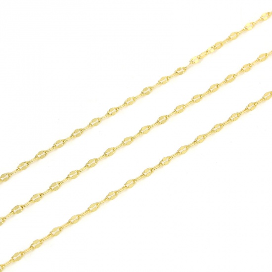 Picture of 1 Yard Eco-friendly Vacuum Plating Brass Stylish Lips Chain For Handmade DIY Jewelry Making Findings 18K Gold Plated 1.9mm