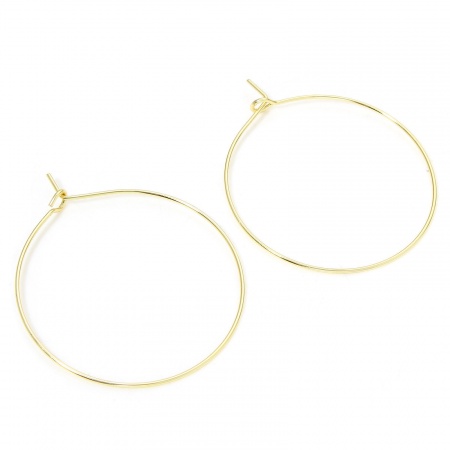 Bild von 10 Stück Umweltfreundlich Messing Creolen für DIY-Schmuckherstellungszubehör 18K Echtgold plattiert Ring 35mm D., Stift-/Drahtgröße: 0.7mm(21 Gauge)