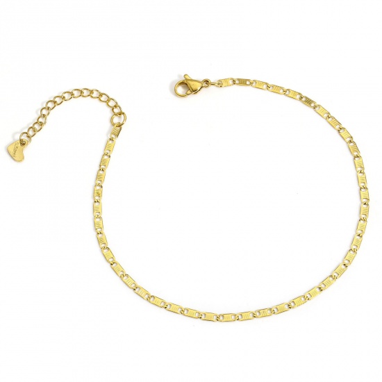 Imagen de 1 Piece 304 Stainless Steel Handmade Link Chain Anklet 18K Gold Color 23cm(9") long