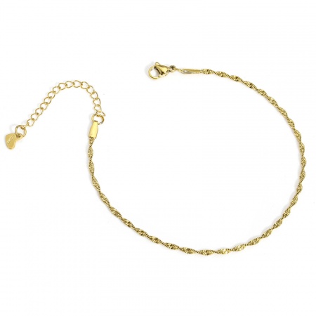 Bild von Großhandel 304 Edelstahl Welle Kette Fußketten, 18K Vergoldet Vakuumbeschichtung, Unisex Minimalistisch Geschenk Schmuckbedarf, 22cm lang, 1 Strang