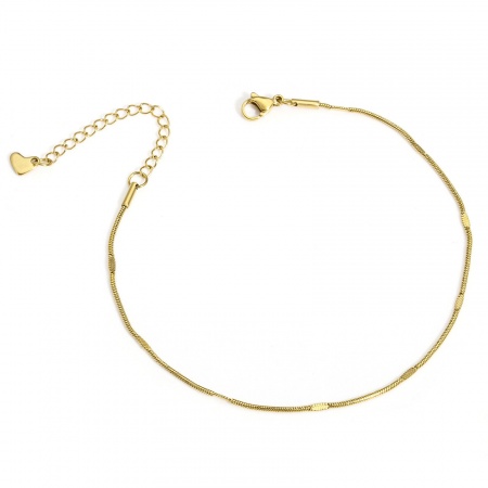 Bild von Großhandel 304 Edelstahl Schlangenkette Fußketten, 18K Vergoldet Vakuumbeschichtung, Unisex Minimalistisch Geschenk Schmuckbedarf, 23cm lang, 1 Strang