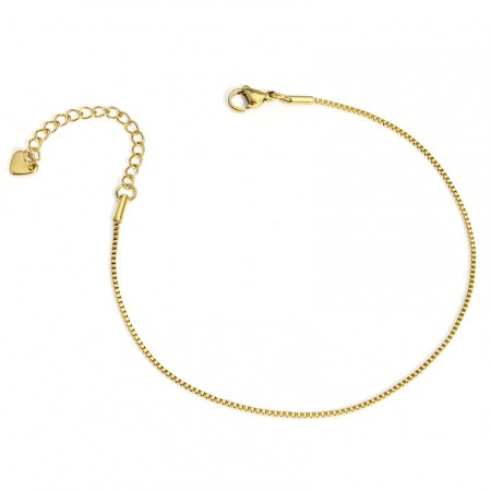 Bild von Großhandel 304 Edelstahl Venezianerkette Fußketten, 18K Vergoldet Vakuumbeschichtung, Unisex Minimalistisch Geschenk Schmuckbedarf, 22cm lang, 1 Strang