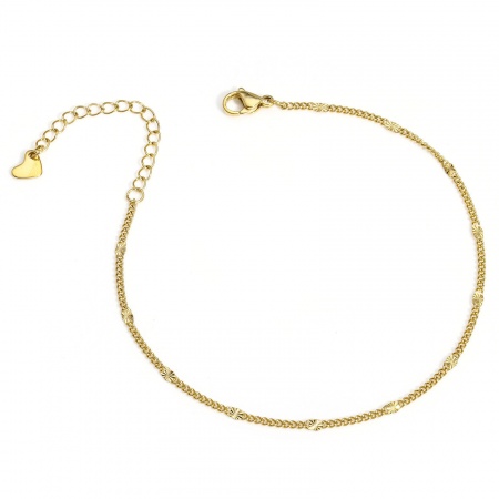 Bild von Großhandel 304 Edelstahl Panzerkette Kette Fußketten, 18K Vergoldet Vakuumbeschichtung, Unisex Minimalistisch Geschenk Schmuckbedarf, 22cm lang, 1 Strang