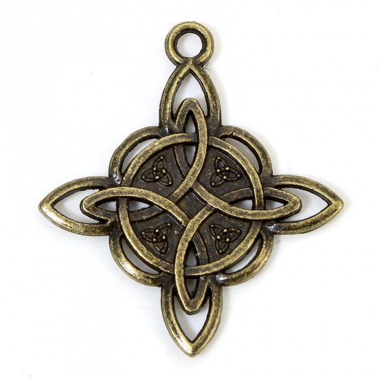 Изображение 20 PCs Religious Pendants Antique Bronze Celtic Knot Hollow 28mm x 25mm