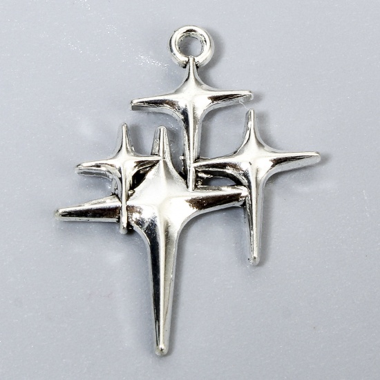 Picture of 20 PCs Galaxy Charms Antique Silver Color Star 29mm x 22mm