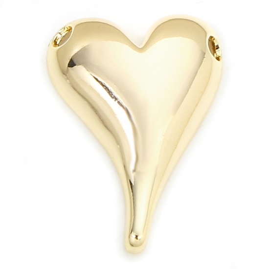 Picture of 1 Piece Eco-friendly Brass Valentine's Day Pendants 18K Real Gold Plated Heart 3.7cm x 2.6cm