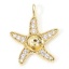 Picture of 1 Piece Eco-friendly Brass Ocean Jewelry Pearl Pendant Connector Bail Pin Cap 18K Real Gold Plated Star Fish Micro Pave Clear Cubic Zirconia 20mm x 15.5mm, Needle Thickness: 0.8mm