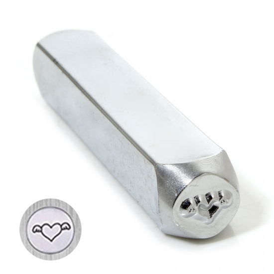 Bild von 1 Piece Steel Blank Stamping Tags Punch Metal Stamping Tools Wing Silver Tone Textured 6.4cm x 1cm