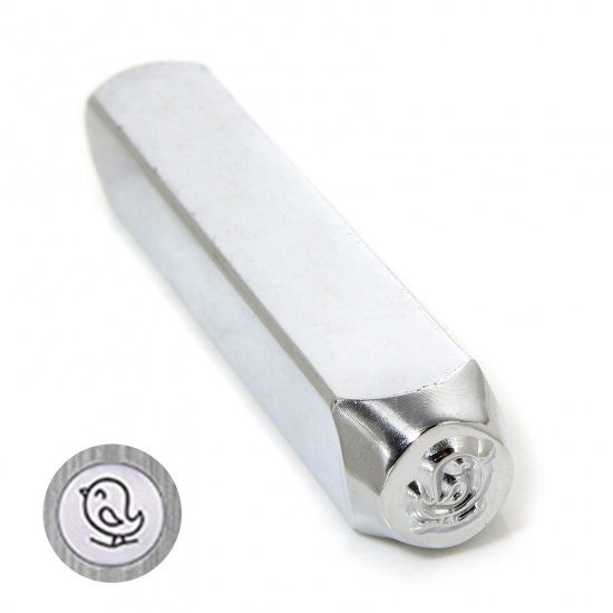 Bild von 1 Piece Steel Blank Stamping Tags Punch Metal Stamping Tools Bird Silver Tone Textured 6.4cm x 1cm