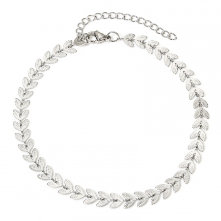 Bild von Großhandel Blätter 304 Edelstahl Handgefertigte Gliederkette Fußketten, Silberfarbe Frauen Stilvoll Geschenk Schmuckbedarf, 22.5cm lang, 1 Strang
