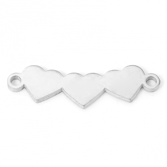Immagine di 5 PCs 304 Stainless Steel Connectors Charms Pendants Silver Tone Heart Hollow 19mm x 6mm