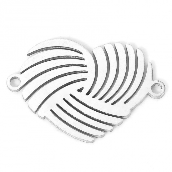Immagine di 5 PCs 304 Stainless Steel Connectors Charms Pendants Silver Tone Heart Spiral Hollow 19mm x 12mm