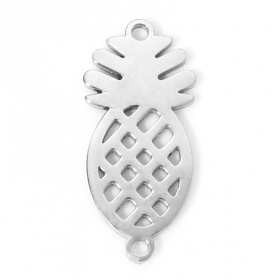 Immagine di 5 PCs 304 Stainless Steel Connectors Charms Pendants Silver Tone Pineapple/ Ananas Fruit Hollow 19mm x 9mm