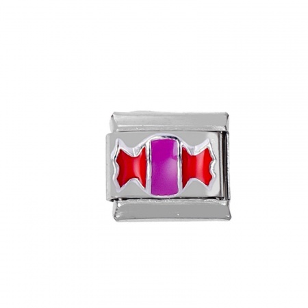 Picture of Zinc Based Alloy & Stainless Steel Italian Charm Links For DIY Bracelet Jewelry Making Silver Tone Rectangle 10mm x 9mm