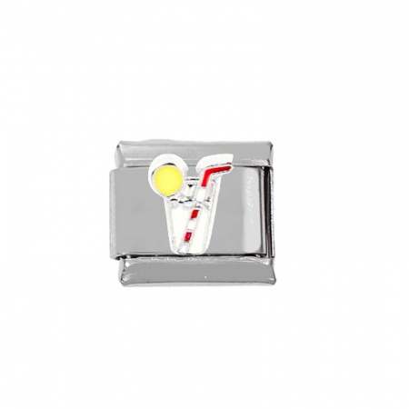 Picture of Zinc Based Alloy & Stainless Steel Italian Charm Links For DIY Bracelet Jewelry Making Silver Tone Rectangle 10mm x 9mm