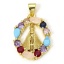 Picture of 1 Piece Eco-friendly Brass Religious Charm Pendant 18K Real Gold Plated Oval The Pope Multicolour Cubic Zirconia 27mm x 17mm