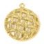 Picture of 1 Piece Eco-friendly Brass Disc Pendants 18K Real Gold Plated Round Grid Checker Hollow 29.5mm x 25.5mm