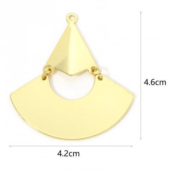 Immagine di 1 Pz Ecologico Ottone Geometrico Ciondoli Goccia 18K Oro riempito Fan Liscio 4.6cm x 4.2cm