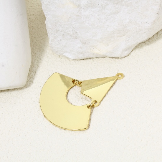 Immagine di 1 Pz Ecologico Ottone Geometrico Ciondoli Goccia 18K Oro riempito Fan Liscio 4.6cm x 4.2cm