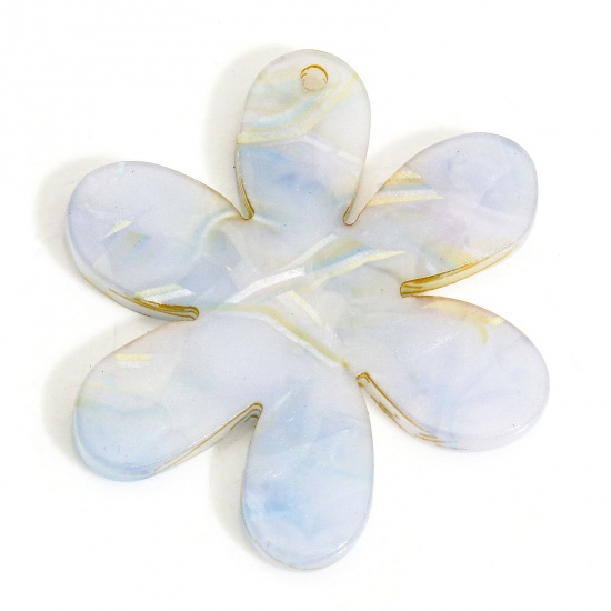 Image de 5 PCs Acrylic Acetic Acid Series Pendants Flower Light Blue 3.6cm x 3.1cm
