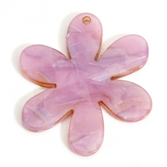 Image de 5 PCs Acrylic Acetic Acid Series Pendants Flower Pale Lilac 3.6cm x 3.1cm