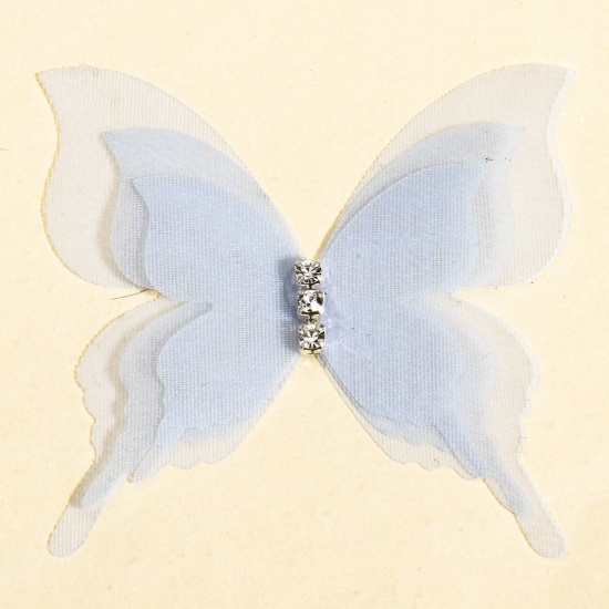 Immagine di 20 Pz Organza Eterea Farfalla Accessori per materiali artigianali fatti a mano fai-da-te Blu 5.2cm x 5cm