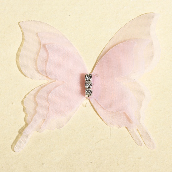 Immagine di 20 Pz Organza Eterea Farfalla Accessori per materiali artigianali fatti a mano fai-da-te Rosa 5.2cm x 5cm