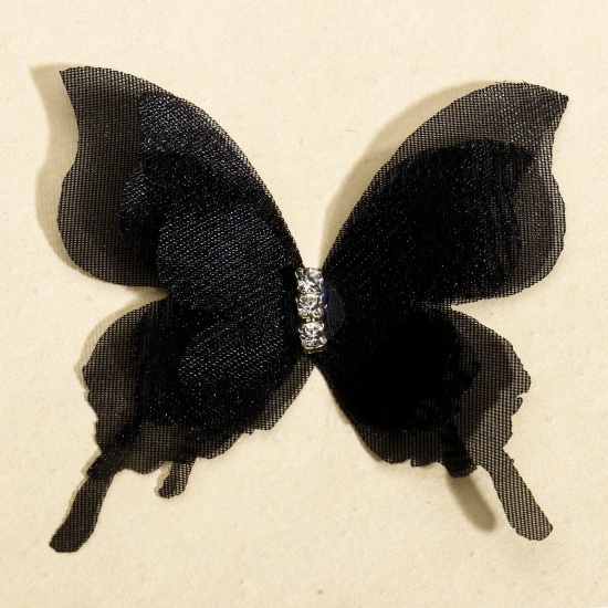 Immagine di 20 Pz Organza Eterea Farfalla Accessori per materiali artigianali fatti a mano fai-da-te Nero 5.2cm x 5cm