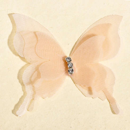Immagine di 20 Pz Organza Eterea Farfalla Accessori per materiali artigianali fatti a mano fai-da-te Arancione Rosa 5.2cm x 5cm