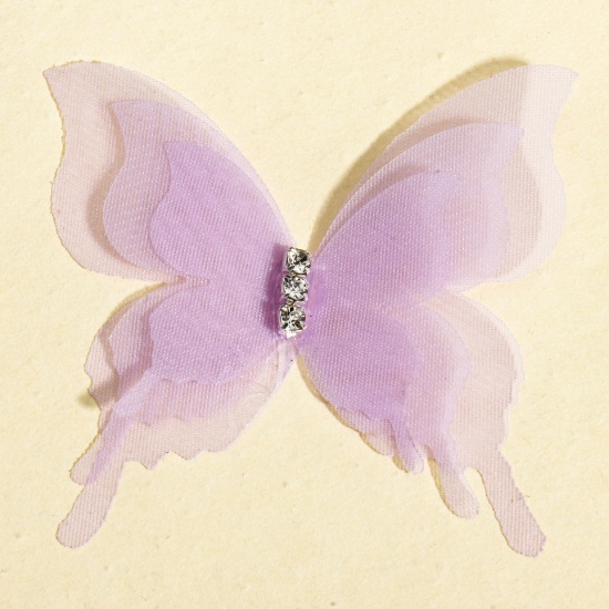 Immagine di 20 Pz Organza Eterea Farfalla Accessori per materiali artigianali fatti a mano fai-da-te Colore Viola 5.2cm x 5cm