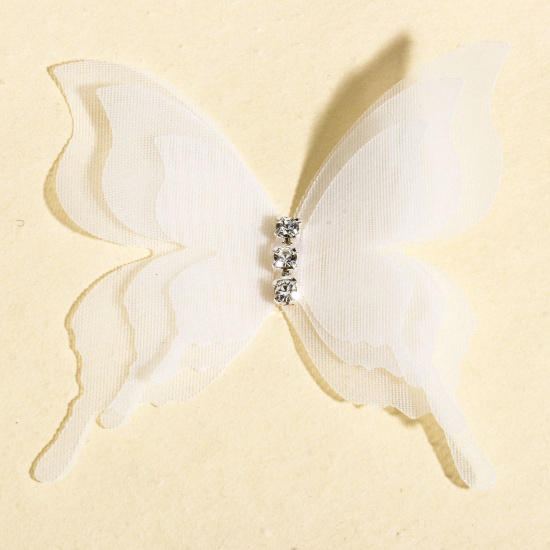 Immagine di 20 Pz Organza Eterea Farfalla Accessori per materiali artigianali fatti a mano fai-da-te Bianco 5.2cm x 5cm
