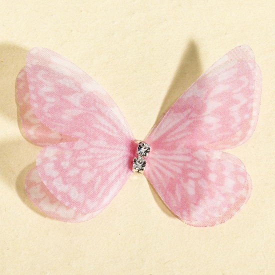 20 PCs Organza Insect DIY Handmade Craft Materials Accessories Pink Butterfly Animal 5cm x 3.5cm の画像