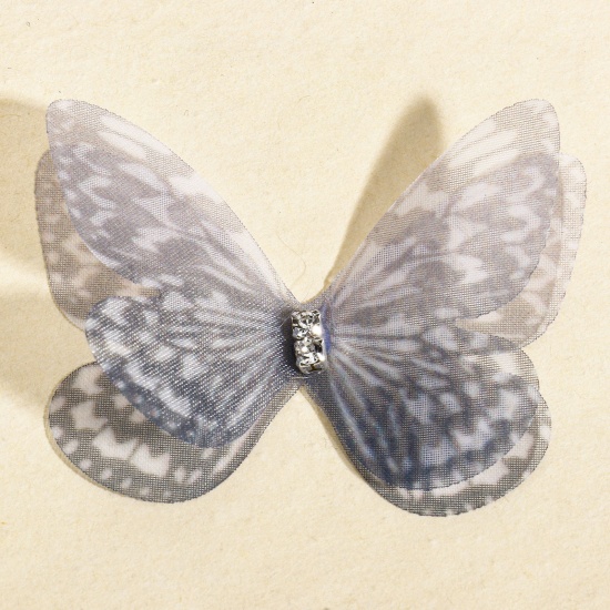 20 PCs Organza Insect DIY Handmade Craft Materials Accessories Gray Butterfly Animal 5cm x 3.5cm の画像
