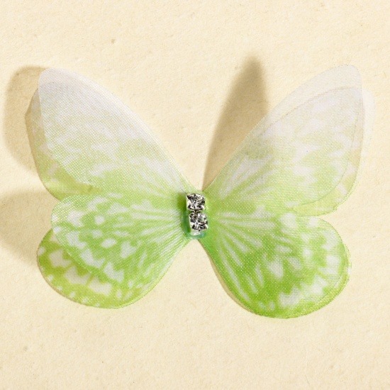 Immagine di 20 Pz Organza Eterea Farfalla Accessori per materiali artigianali fatti a mano fai-da-te Verde Colore Sfumato 5cm x 3.5cm