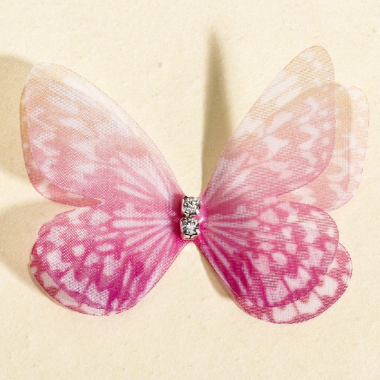 Immagine di 20 Pz Organza Eterea Farfalla Accessori per materiali artigianali fatti a mano fai-da-te Colore Viola Colore Sfumato 5cm x 3.5cm