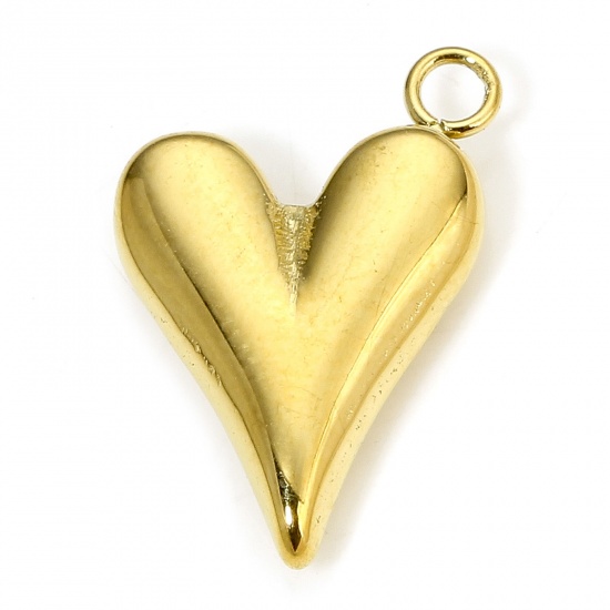 Изображение 1 Piece Eco-friendly Vacuum Plating 304 Stainless Steel Stylish Charms Gold Plated Heart 17.5mm x 11mm