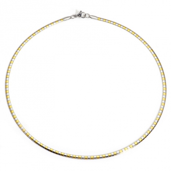 Bild von 1 Piece 304 Stainless Steel Omega Chain Collar Neck Ring Necklace For DIY Jewelry Making Silver Tone & Gold Plated & Rose Gold 45cm(17 6/8") long, Chain Size: 3mm