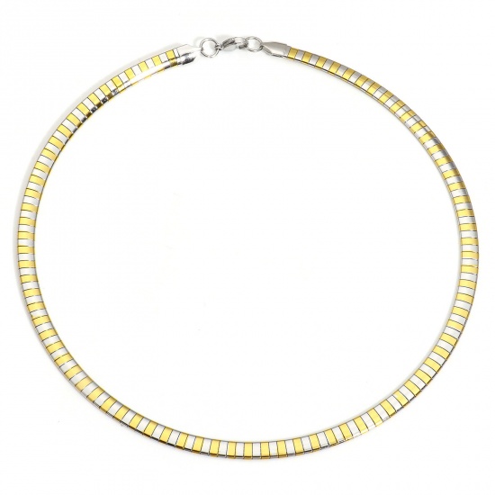 Bild von 1 Piece 304 Stainless Steel Omega Chain Collar Neck Ring Necklace For DIY Jewelry Making Silver Tone & Gold Plated & Rose Gold 45cm(17 6/8") long, Chain Size: 6mm