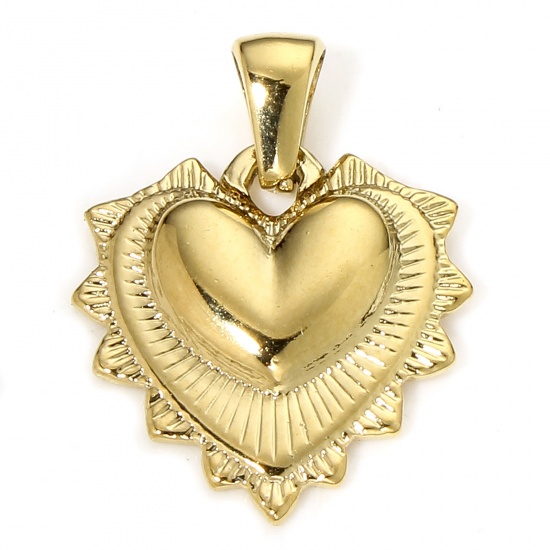 Bild von 1 Stück Vakuumbeschichtung 304 Edelstahl Valentinstag Charm-Anhänger Herz Vergoldet 18mm x 18mm