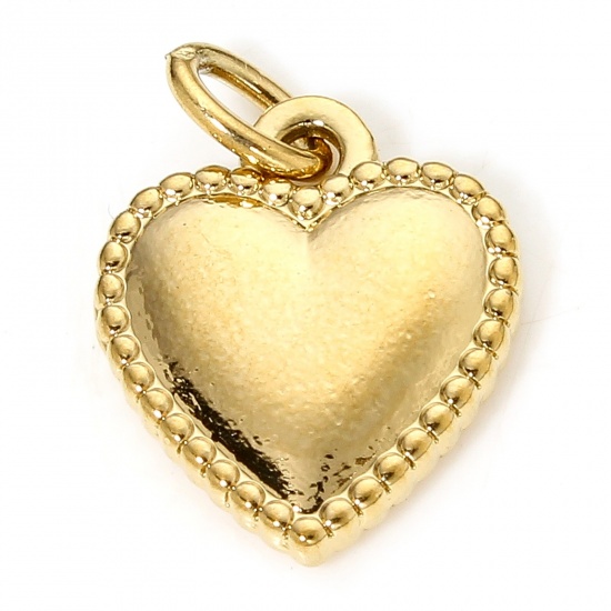 Bild von 1 Stück Vakuumbeschichtung 304 Edelstahl Valentinstag Charm-Anhänger Herz Vergoldet 15mm x 13mm