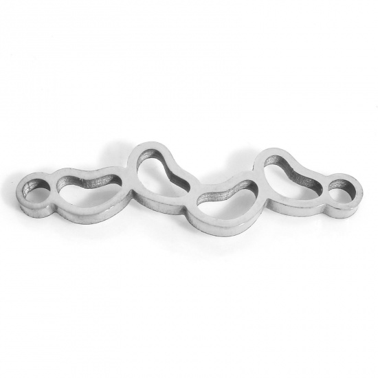 Picture of 2 PCs Eco-friendly 304 Stainless Steel Connectors Charms Pendants Silver Tone Heart 23mm x 6.5mm