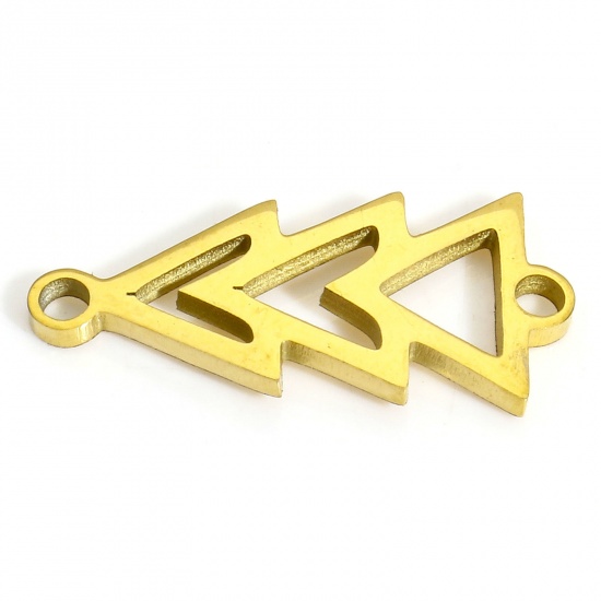 Picture of 2 PCs Vacuum Plating 304 Stainless Steel Connectors Charms Pendants 18K Gold Color Triangle 21mm x 9.5mm