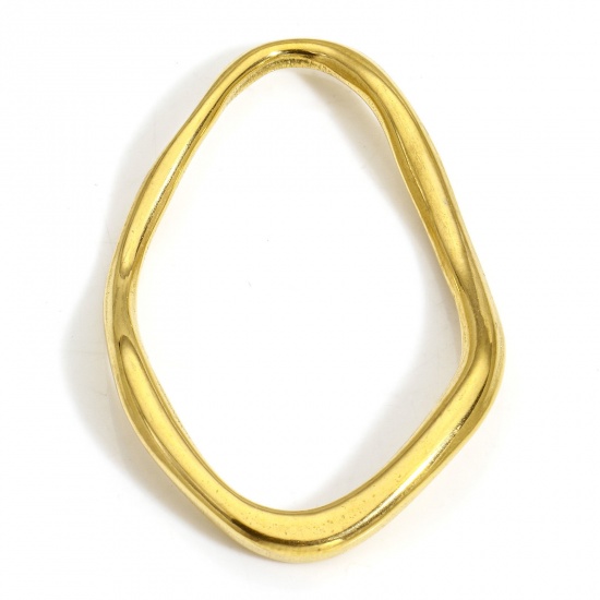 Bild von 1 Stück Vakuumbeschichtung 304 Edelstahl Steckverbinder Charms Anhänger Oval 18K Gold Plattiert 4.6cm x 3cm