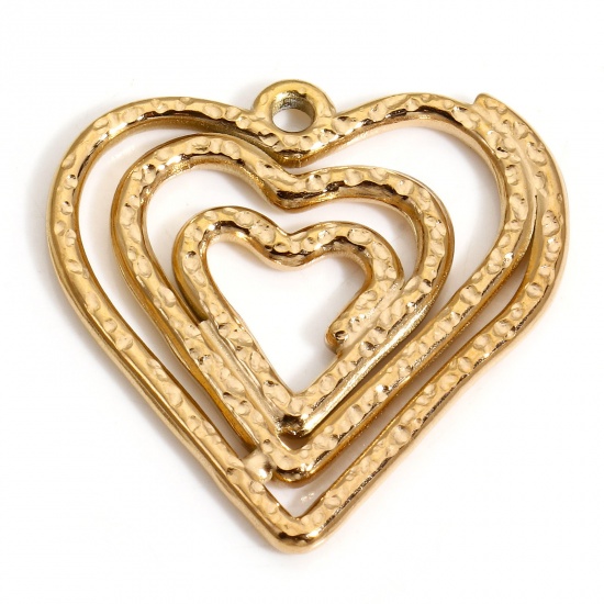 Picture of 1 Piece Vacuum Plating 304 Stainless Steel Charms Rose Gold Heart Spiral 26mm x 26mm