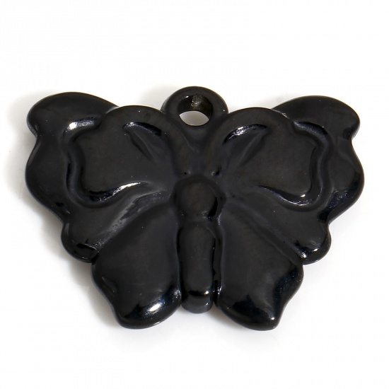 Immagine di 1 Pz Placcatura Sottovuoto 304 Acciaio Inossidabile Ciondoli Farfalla Nero 20.5mm x 16mm