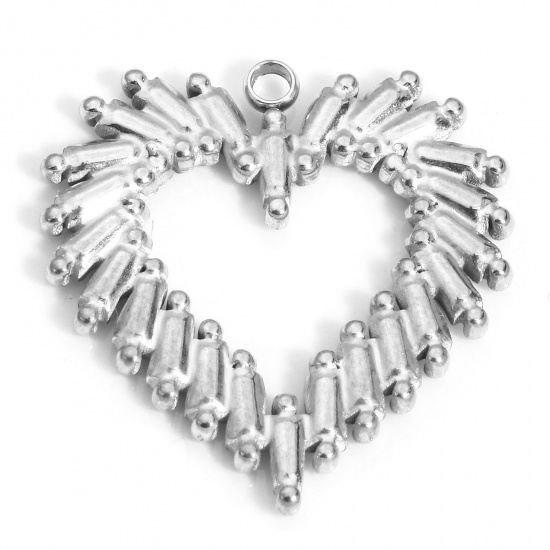 Immagine di 1 Pz 304 Acciaio Inossidabile San Valentino Ciondoli Cuore Tono Argento 25mm x 24mm