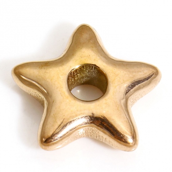 Immagine di 1 Pz Placcatura Sottovuoto 304 Acciaio Inossidabile Galassia Perline per la Creazione di Gioielli con Ciondoli Fai-da-te Stella a Cinque Punte Oro Rosa 13mm x 12mm, Buco: Circa 2.8mm