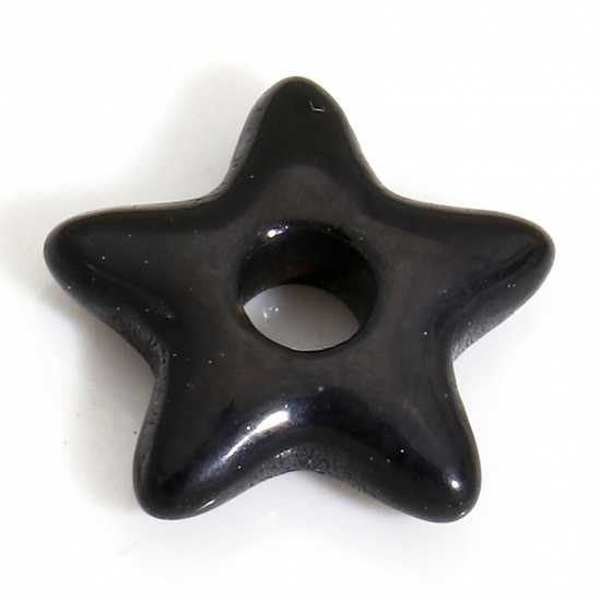 Immagine di 1 Pz Placcatura Sottovuoto 304 Acciaio Inossidabile Galassia Perline per la Creazione di Gioielli con Ciondoli Fai-da-te Stella a Cinque Punte Nero 13mm x 12mm, Buco: Circa 2.8mm